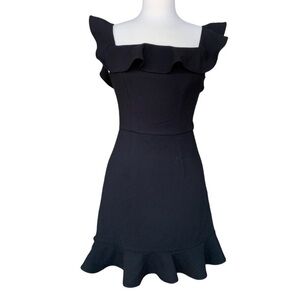 Elegant Black Ruffle French Connection Dress